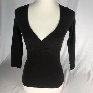 Dark Brown bebe Cross Top Cable Knit Shirt/Size S